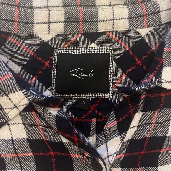 Rails Black White Red Plaid Button Down Long Sleeve Shirt Size S - Picture 4 of 6